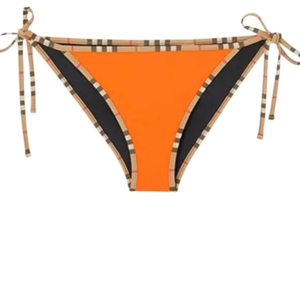 Burberry Starla Orange Check Trim Bikini Bottom
